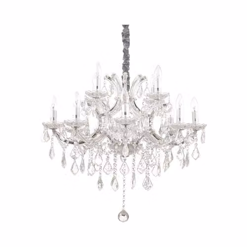 Ideal Lux NAPOLEON SP12 Suspended Crystal Pendant Light in Chrome