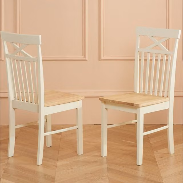 Birlea Classic Wood Dining Chair in Beige and White