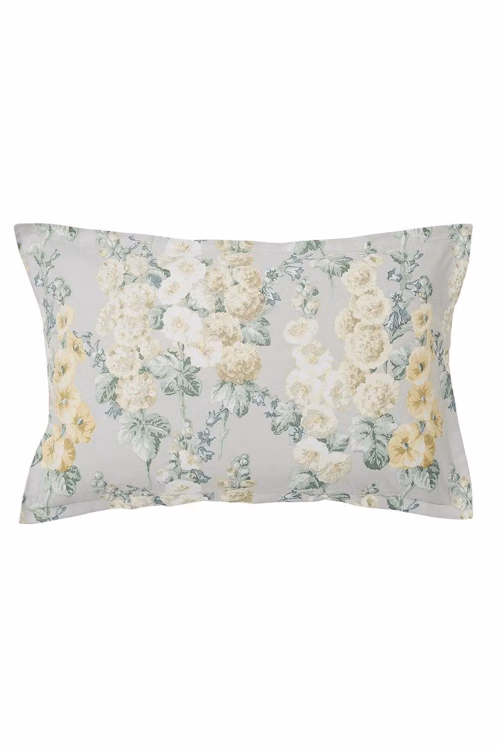 Sanderson Hollyhocks Cotton Floral Duvet Cover and Pillowcase Set in Silver, W: 200 cm x H: 200 cm – 2