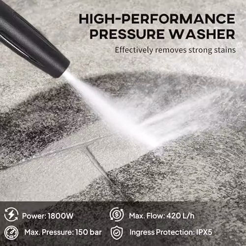 Outsunny 1800 W High Pressure Washer in Red with 150 Bar Pressure and 420 L/h Flow – 3