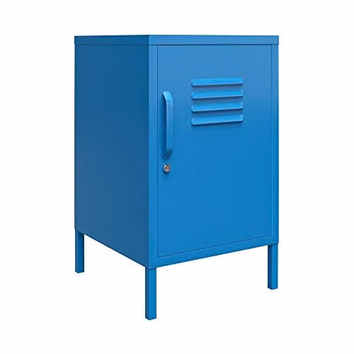 DHP Furniture Cache Metal Locker End Table in Blue, W/D/H: 40.0 x 38.0 x 68.9 cm