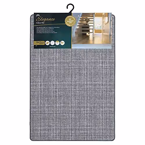 JVL Elegance Machine Washable Non-Slip Indoor Mat, Grey, W: 50 cm, D: 75 cm