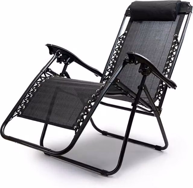HyFive Zero Gravity Sun Lounger Reclining Garden Chair - Black