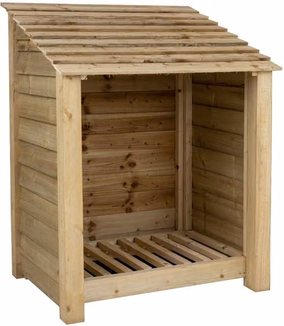 Arbor Garden Solutions Single Bay Wooden Log Store in Green, W/D/H: 126 x 54.5 x 87 cm