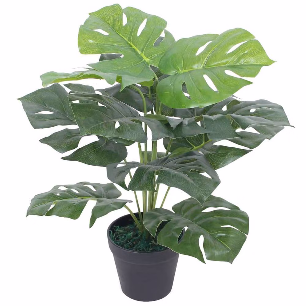 Berkfield Home Artificial Monstera Plant with Pot, Green, Height: 45 cm – 2
