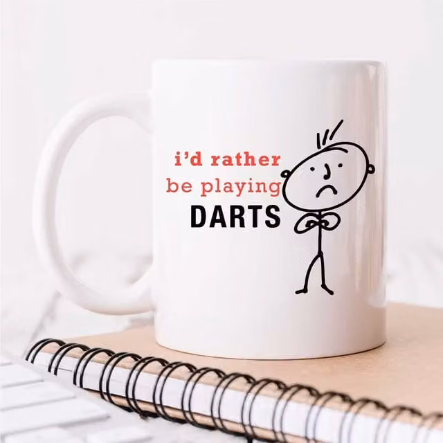 60 Second Makeover Limited Mens I'd Rather Me Playing Darts Ceramic Mug in White