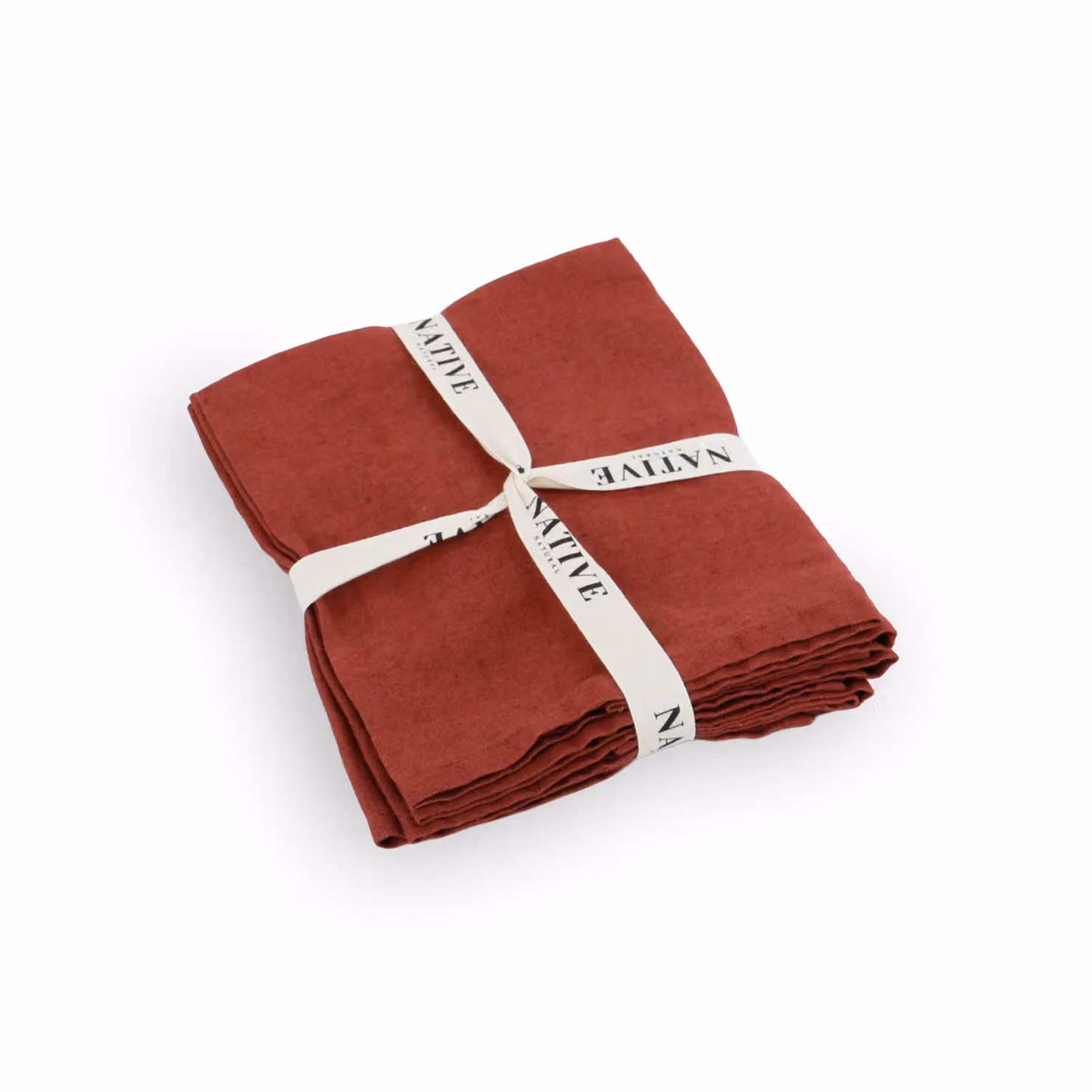 Native Natural Set of 4 Red Rectangular Linen Placemats – 2