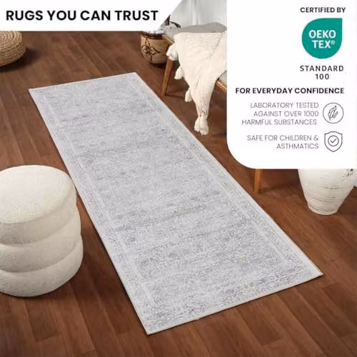 Livabliss Roma Vintage Boho Oriental Rug in Grey and Blue, W/D/H: 70 x 220 cm – 3