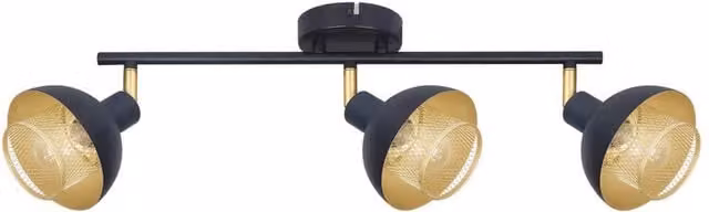 Netlighting Savio Ceiling Spotlight Bar in Matt Black and Gold with 3 x E14 Sockets