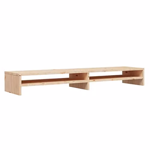 vidaXL Monitor Stand in Natural Untreated Pine, W/D/H: 100 x 24 x 13 cm