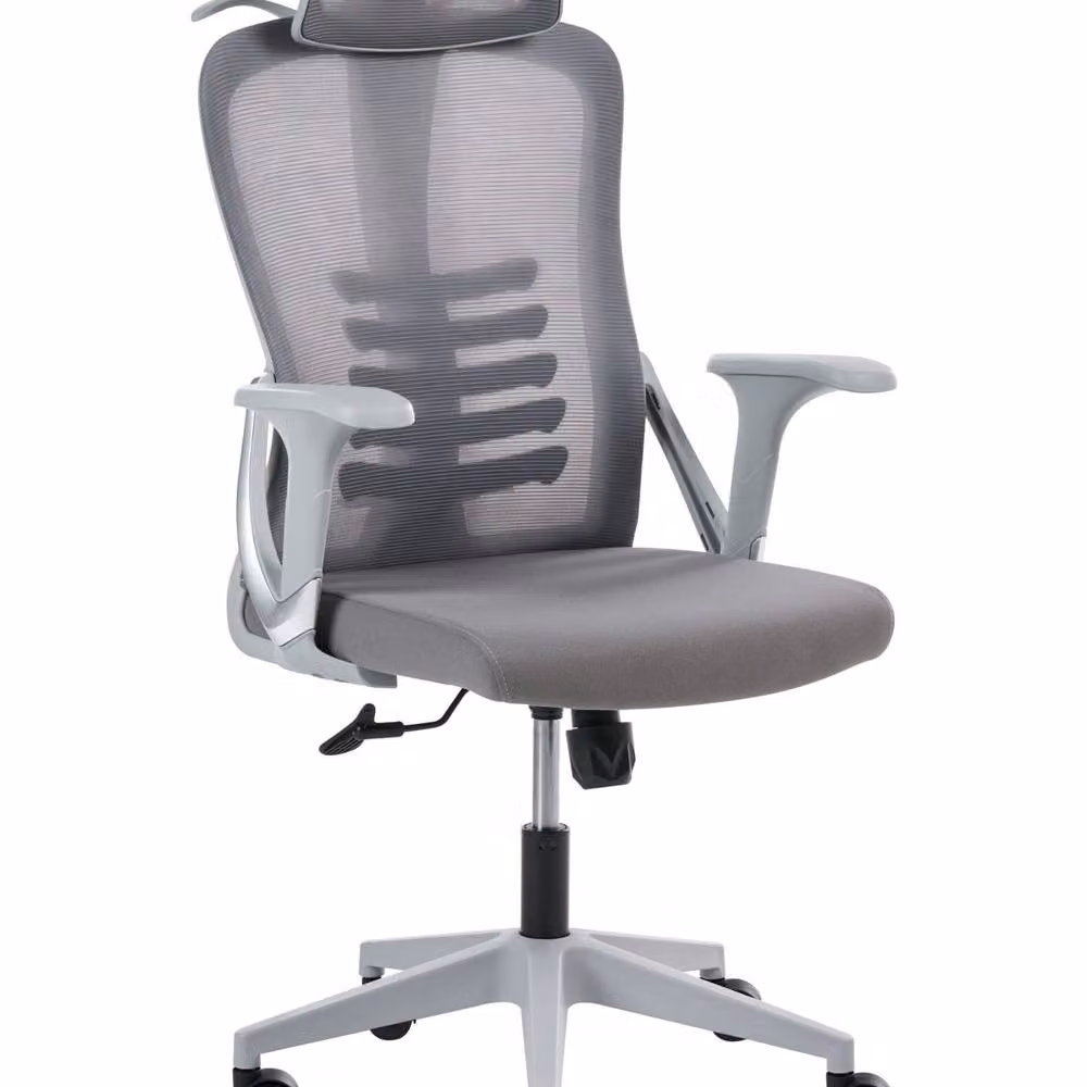 Wyld and Coco Grey Fabric Ergonomic Office Chair with Adjustable Headrest and Swivel Function – 2