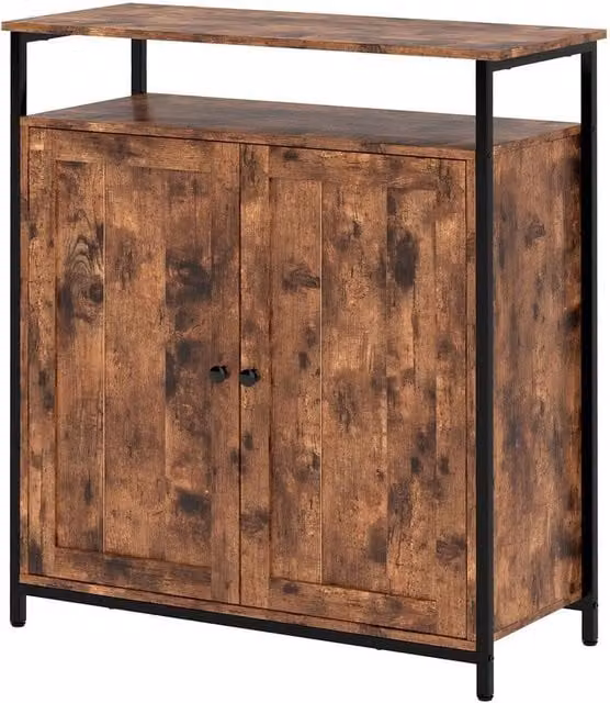 Levede Industrial Style Walnut Storage Cabinet in Brown with 2 Doors – 1