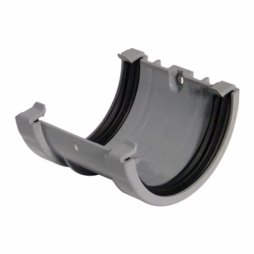 FloPlast Half Round PVC Gutter Union, Grey, 75mm