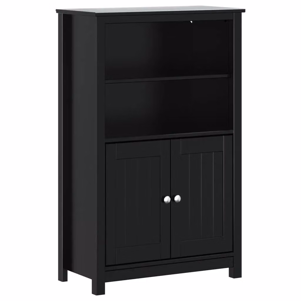 Berkfield Home BERG Black Rustic Solid Wood Pine Bathroom Cabinet, W/D/H: 69.5 x 34 x 110 cm – 2