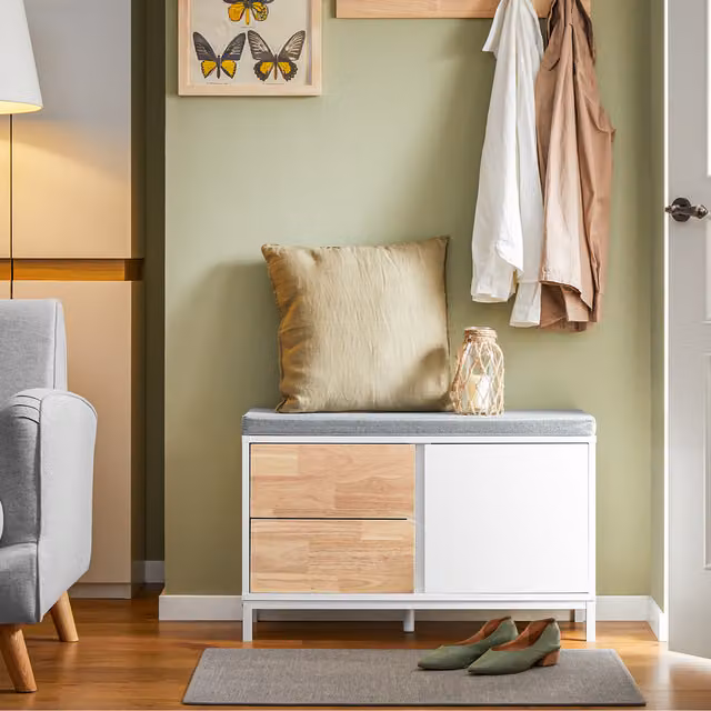 SoBuy Modern Shoe Cabinet with 2 Drawers and 1 Cabinet in White