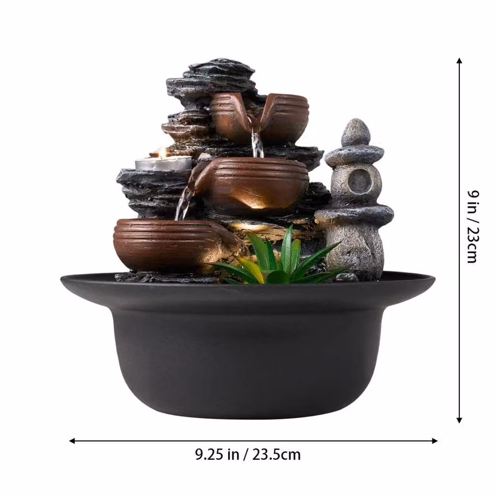 EONLION Black Tabletop LED Sound Water Feature Indoor Fountain – 2