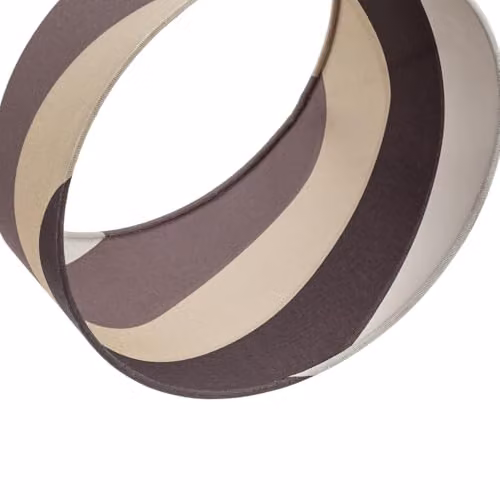 Happy Homewares Scandinavian Style Linen Fabric Drum Lamp Shade with Wavy Design in Taupe, Brown and White, Diameter: 30 cm – 2