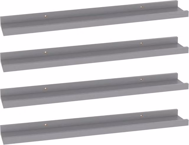 Berkfield Home Wall Mounted Shelves, 4 Piece Set, Grey, W: 60 cm, D: 9 cm, H: 3 cm – 1