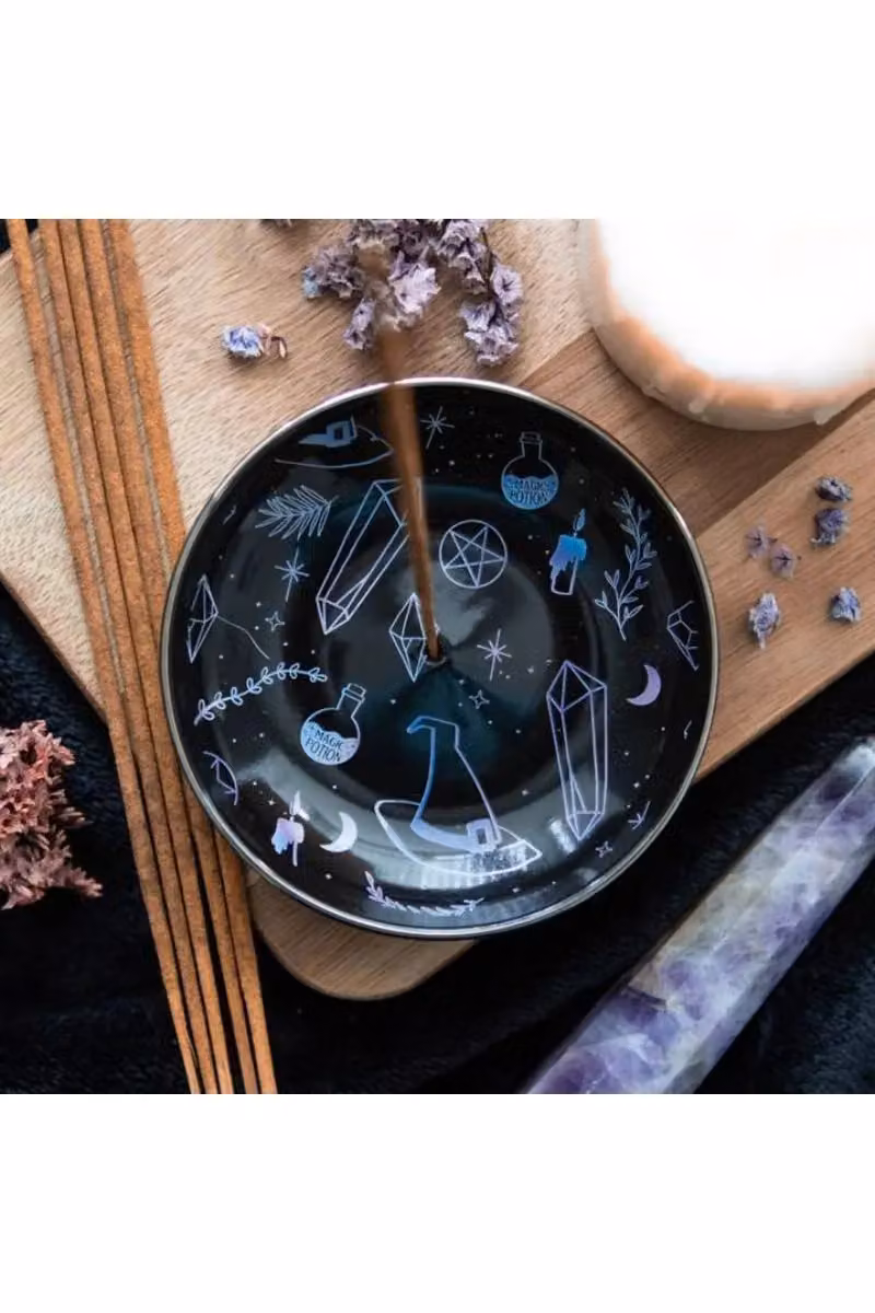 KDMD Crystal Witch Ceramic Incense Holder Plate in Black and Blue – 4
