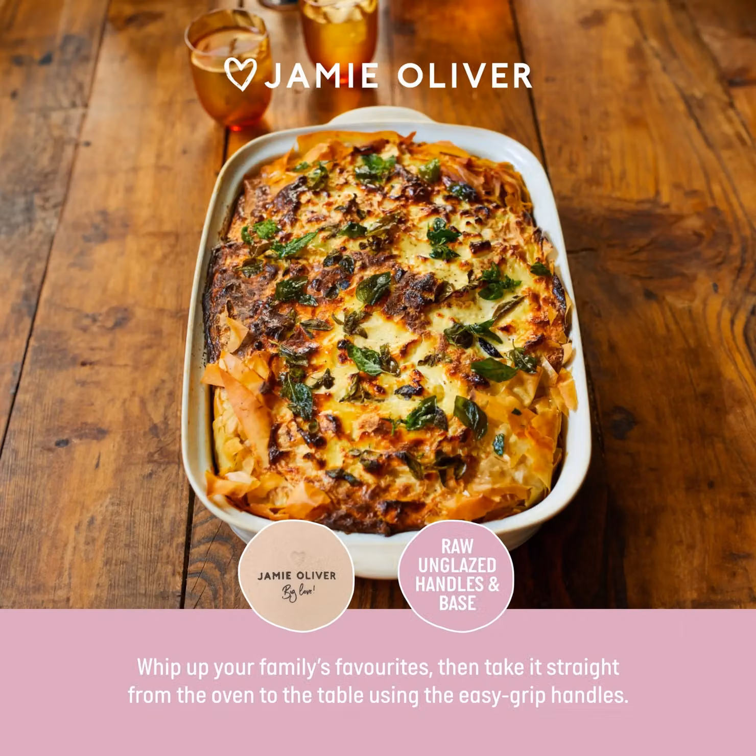 Jamie Oliver Big Love Epic Roaster White Stoneware Rectangular Roasting Dish, Width: 39 cm – 5