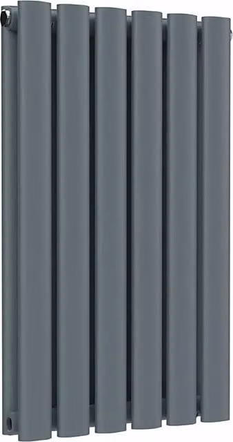 Lux Heat Oval Horizontal Double Radiator in Slate Grey, W: 60.0 cm, H: 36.0 cm