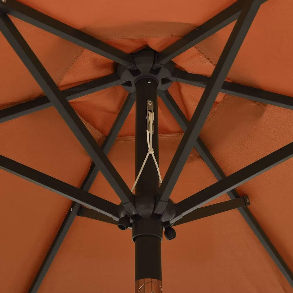Berkfield Home Parasol with LED Lights in Terracotta and Grey, Aluminium and Polyester, W: 200 cm, H: 211 cm – 2