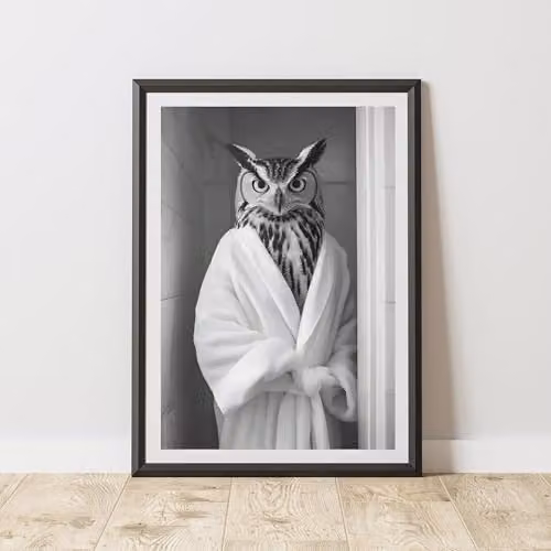 60 Second Makeover Owl Bathrobe Animal Print Paper Poster, A3