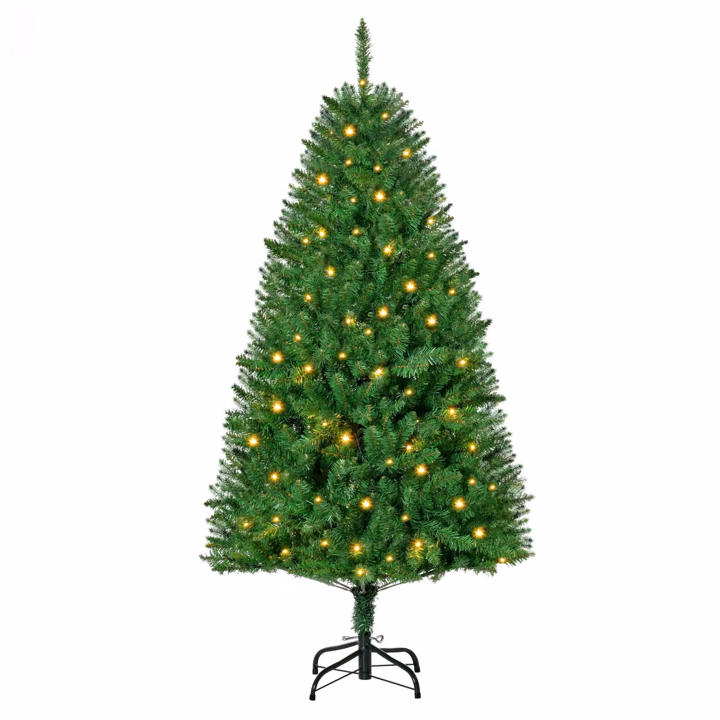 HOMCOM 5ft Classic Green Artificial Christmas Tree with Warm White LED Lights – 2