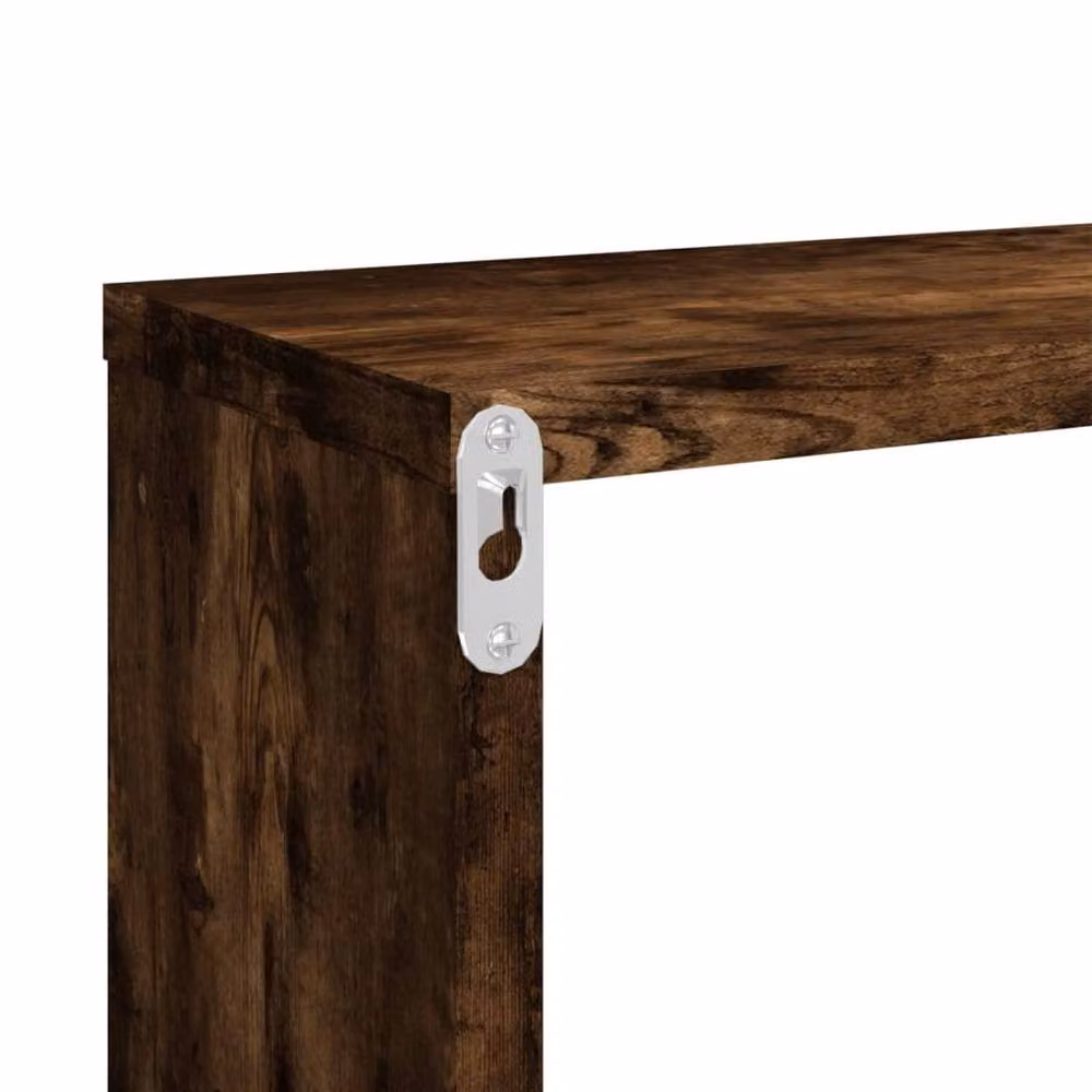 Berkfield Home Wall Mounted Cube Shelves, 4 Piece Set in Smoked Oak Brown, W: 80 cm, D: 26.5 cm, H: 15 cm – 5
