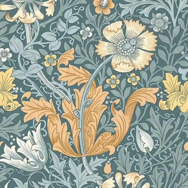 William Morris At Home Compton Bluebird Floral Velvet Fabric in Blue