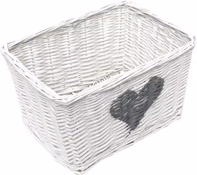 Topfurnishing White Open Weave Wicker Willow Wedding Hamper Storage Basket, Diameter: 24 cm
