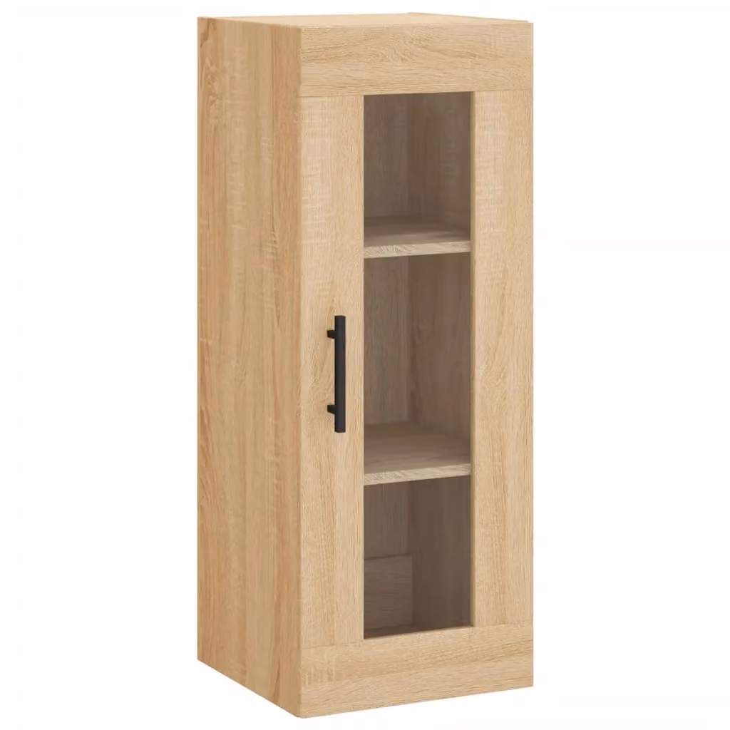 Berkfield Home Wall Mounted Sonoma Oak Cabinet with Glass Doors in Brown W/D/H: 34.5 x 34.5 x 90 cm – 2