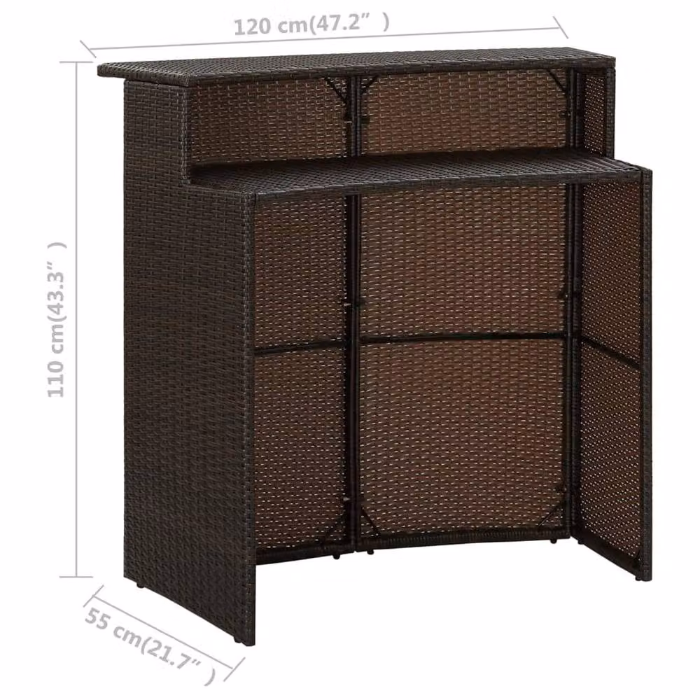 Berkfield Home Brown Poly Rattan Garden Bar Table W/D/H: 120 x 55 x 110 cm – 5