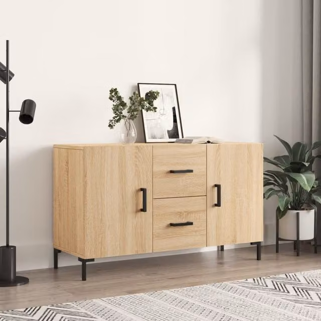 Berkfield Home Modern Sonoma Oak Sideboard in Brown, W/D/H: 100 x 36 x 60 cm
