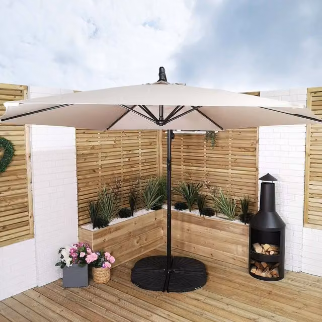 Samuel Alexander Beige Cantilever Parasol with Crank Handle and UV Protection