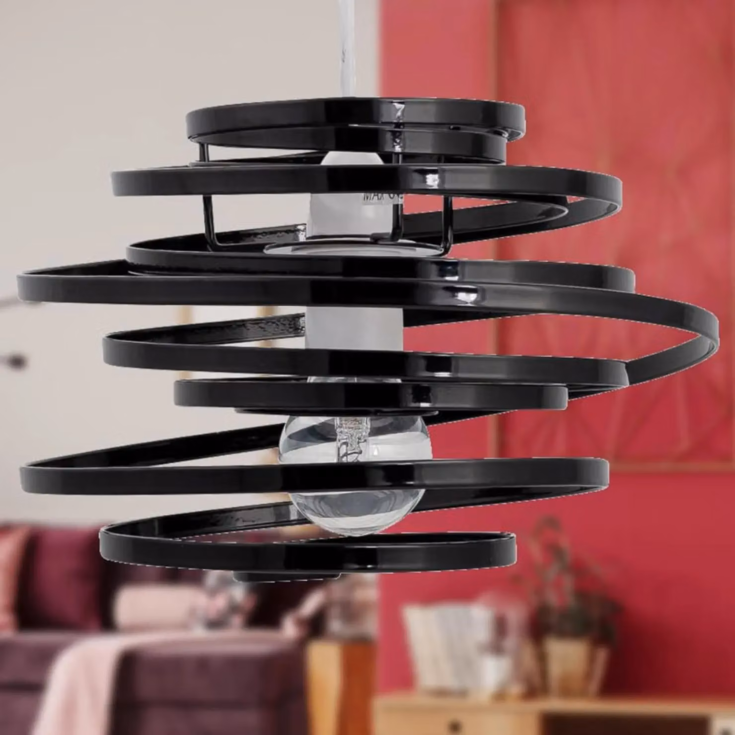 First Choice Lighting Set of 2 Black Metal Swirl Easy Fit Light Shades – 5