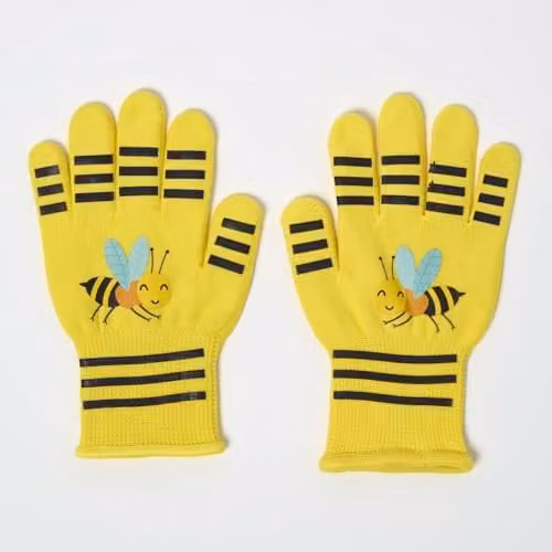 Homescapes Childrens Gardening Gloves in Yellow with Bee Design