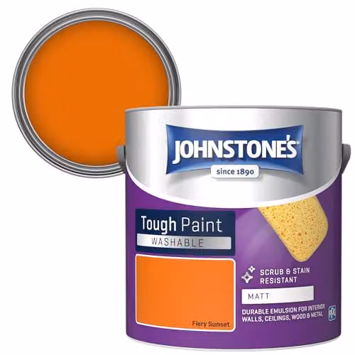 Johnstone's Washable Matt Wall and Ceiling Paint in Orange, 2.5L – 2