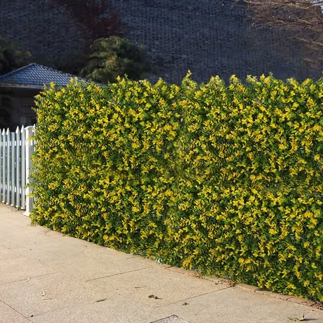 Livingandhome Eucalyptus Artificial Hedge Wall Decoration Screen in Yellow and Green