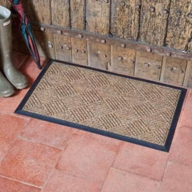Marco Paul Non Slip Heavy Duty Door Mat, Chestnut Chequered in Brown, W: 45 cm, D: 75 cm – 1
