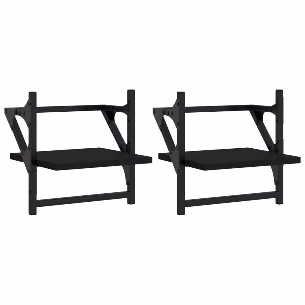 Berkfield Home Wall Mounted Shelves with Hanging Rods, 2 Pieces, Black, W/D/H: 30 x 25 x 30 cm – 2