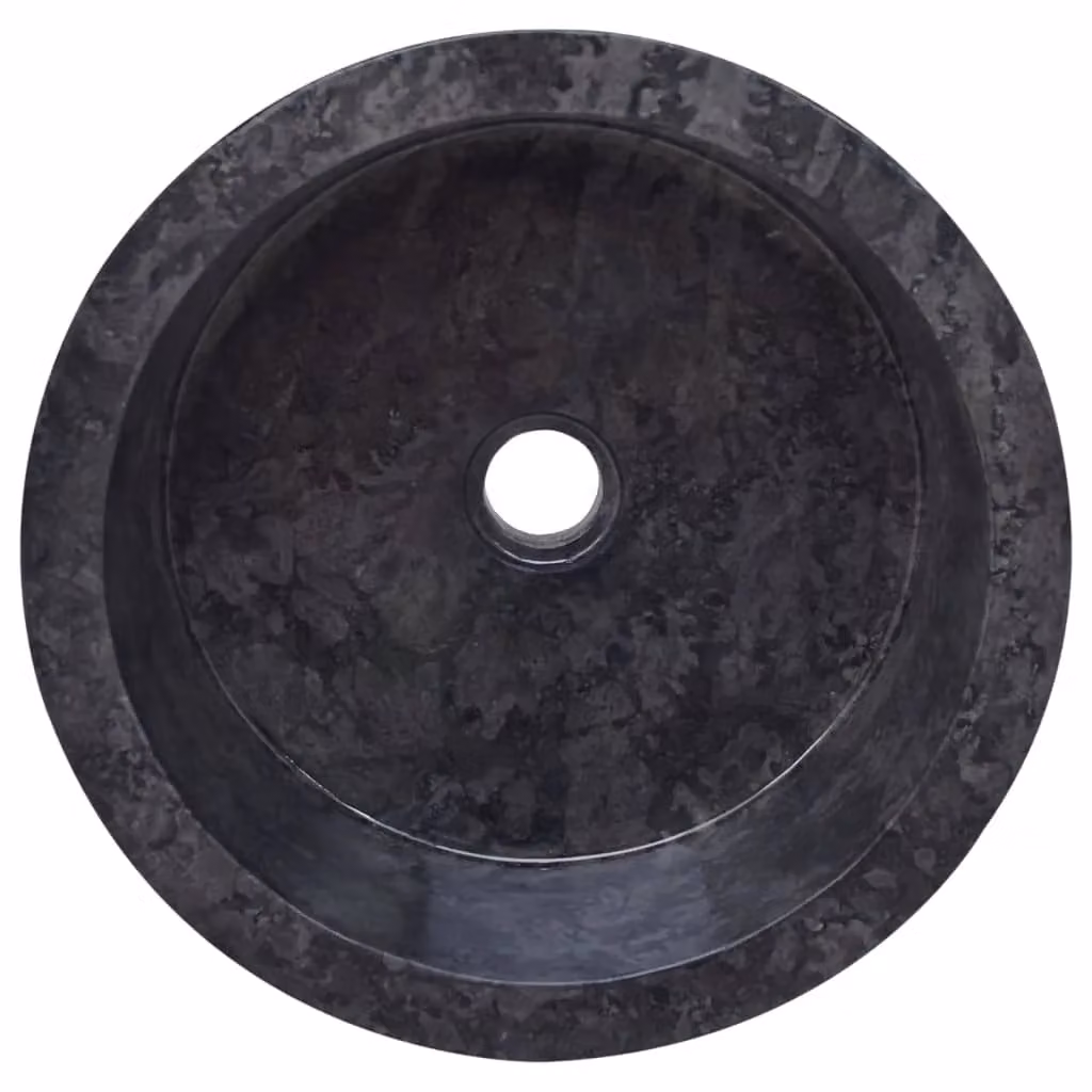 Berkfield Round Natural Stone Home Sink in Black, W: 40 cm, D: 15 cm – 4