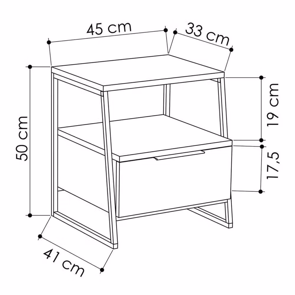 Havendro Modern 1 Drawer Nightstand in Mocha Grey with Black Metal Frame – 2