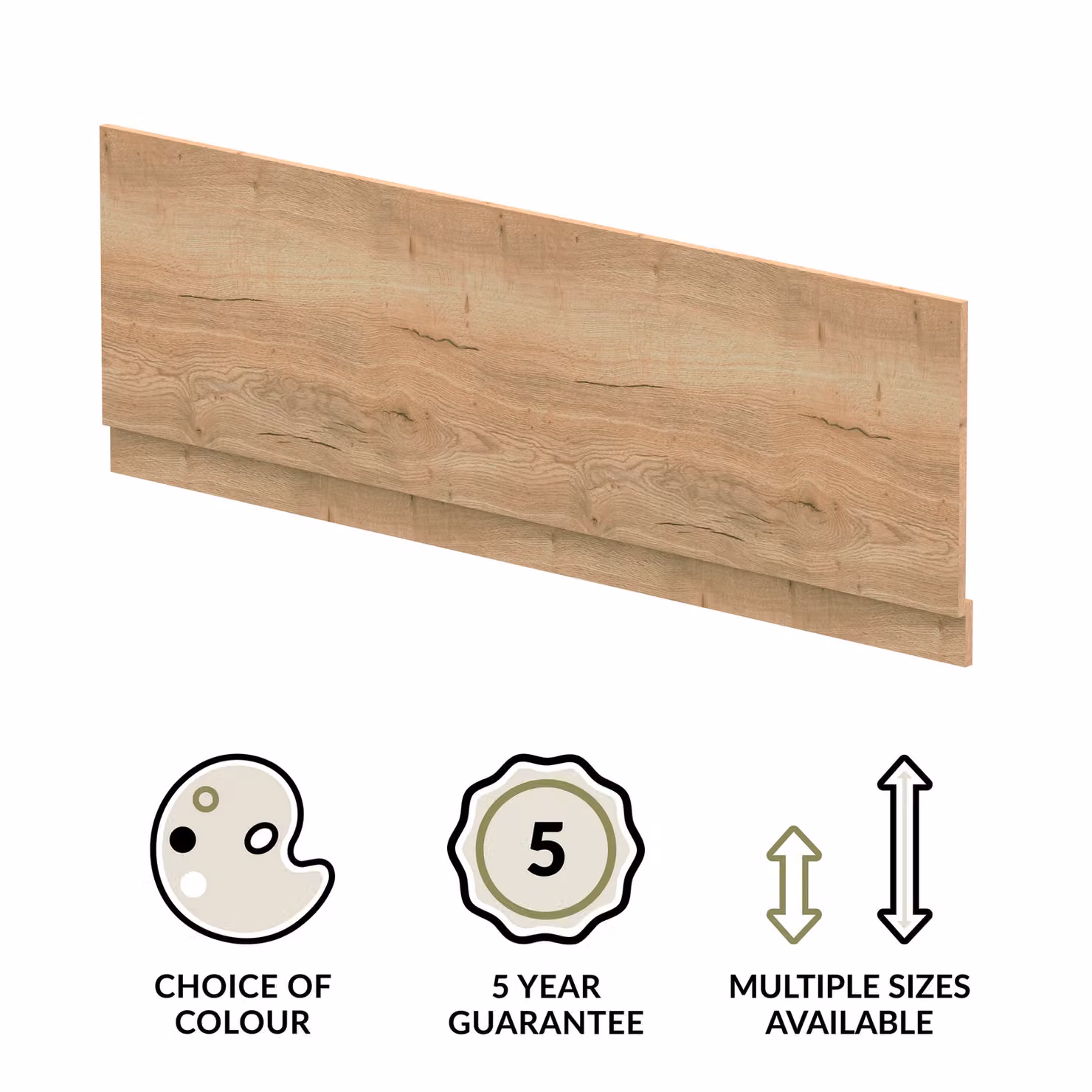 Balterley Straight Front Bath Panel Plinth in Autumn Oak Woodgrain, Brown, 1800mm – 2