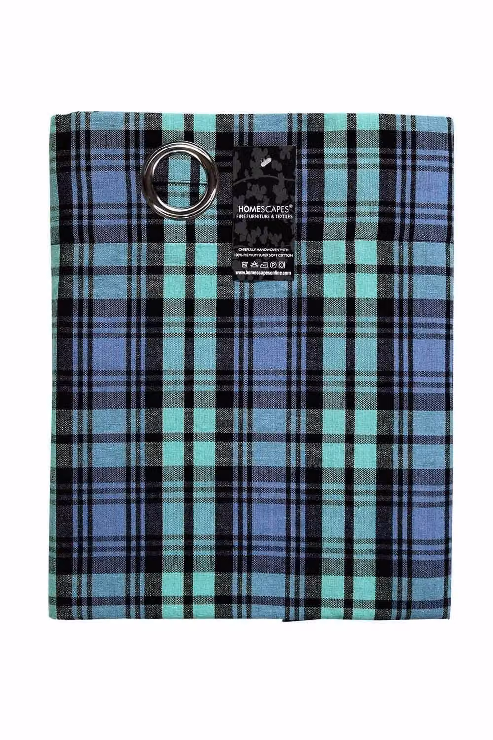 Homescapes Black Watch Tartan Eyelet Curtain Pair in Green and Black, Width: 140 cm, Drop: 229 cm – 3