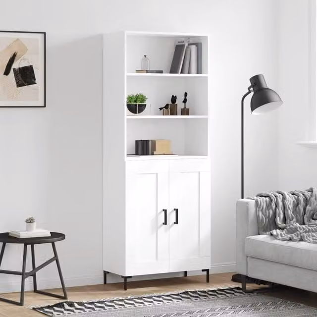Berkfield Home White Modern Highboard W/D/H: 69.5 x 34 x 180 cm