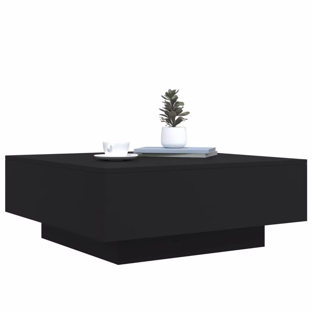 Berkfield Home Modern Square Coffee Table with LED Lights, Black, W/D/H: 80 x 80 x 31 cm – 5