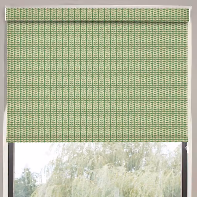 Orla Kiely Tiny Stem Made to Measure Blackout Roller Blind, Green Floral Pattern