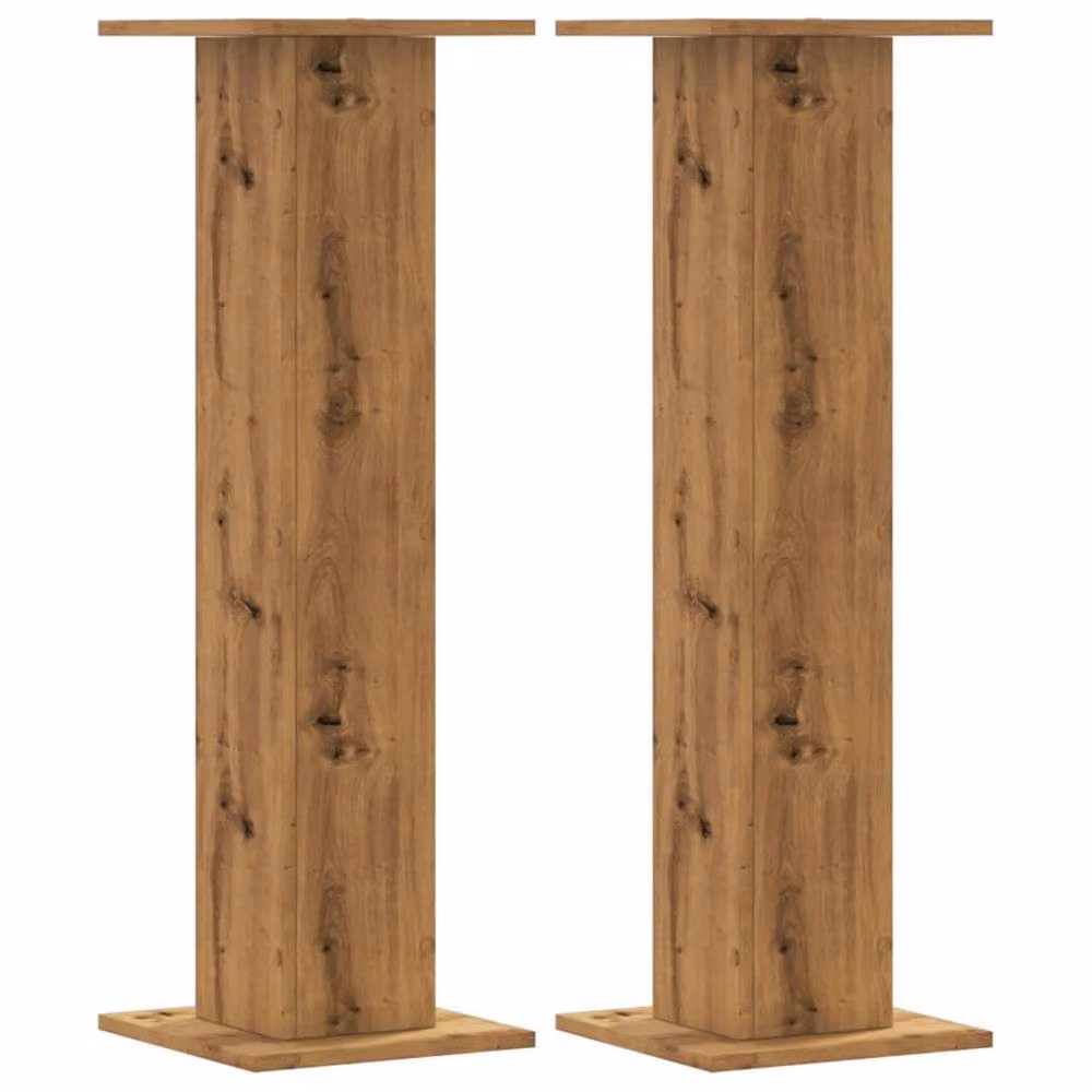 Berkfield Home Set of 2 Artisan Oak Plant Stands in Brown, W/D/H: 30 x 30 x 95 cm – 3