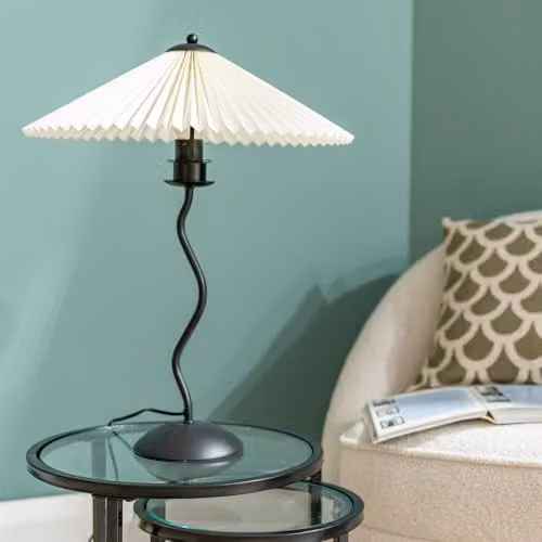 ValueLights Black Metal Wavy Single Stem Table Lamp with White Origami Paper Shade – 2